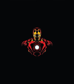 Minimalist Iron Man Vector Illustration with Glowing Arc Reactor on Black Background, Hero, Iron man, minimalist HD phone wallpaper