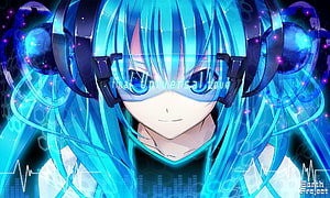 Hatsune Miku Futuristic Digital Portrait with Glowing Blue Hair and Tech Accessories HD wallpaper