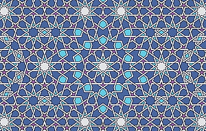 Intricate Islamic Geometric Pattern with Star and Hexagon Motifs in Blue and Purple HD wallpaper