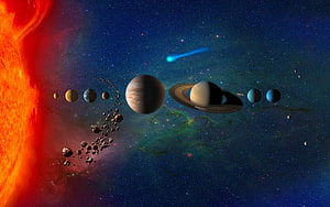 Solar System Planets and Asteroid Belt Digital Art Wallpaper HD wallpaper