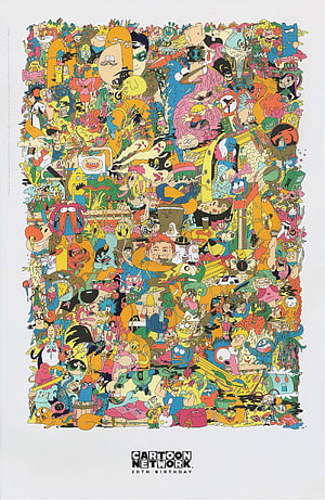Cartoon Network 20th Birthday Poster Featuring Dense Collage of Classic Animated Characters HD phone wallpaper