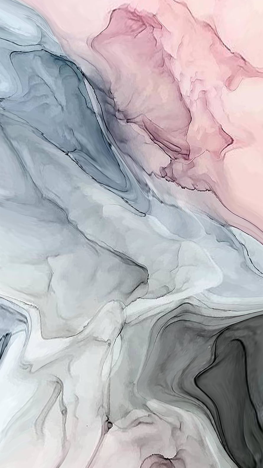 Soft Pastel Marble Ink Swirls in Grey and Pink Abstract Art HD phone wallpaper