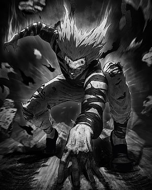 Garou in a Dynamic Crouching Pose from One Punch Man Manga HD phone wallpaper