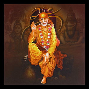 Sai Baba in Meditation with Flower Garland and Spiritual Aura HD phone wallpaper
