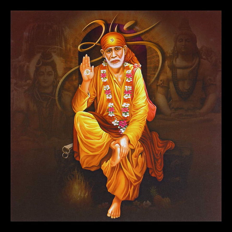 Sai Baba in Meditation with Flower Garland and Spiritual Aura HD phone wallpaper