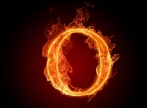 Circular Fire Ring with Rising Flames on Dark Background HD wallpaper
