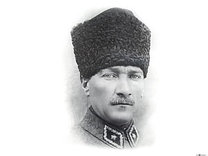 Mustafa Kemal Ataturk in Military Uniform and Fur Hat HD wallpaper