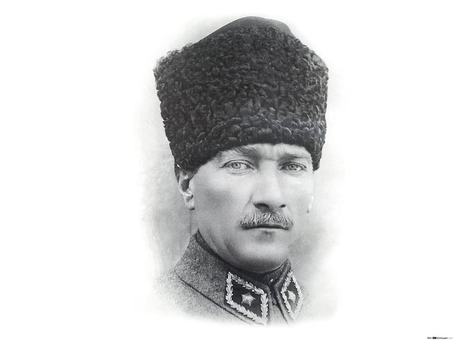 Mustafa Kemal Ataturk in Military Uniform and Fur Hat HD wallpaper