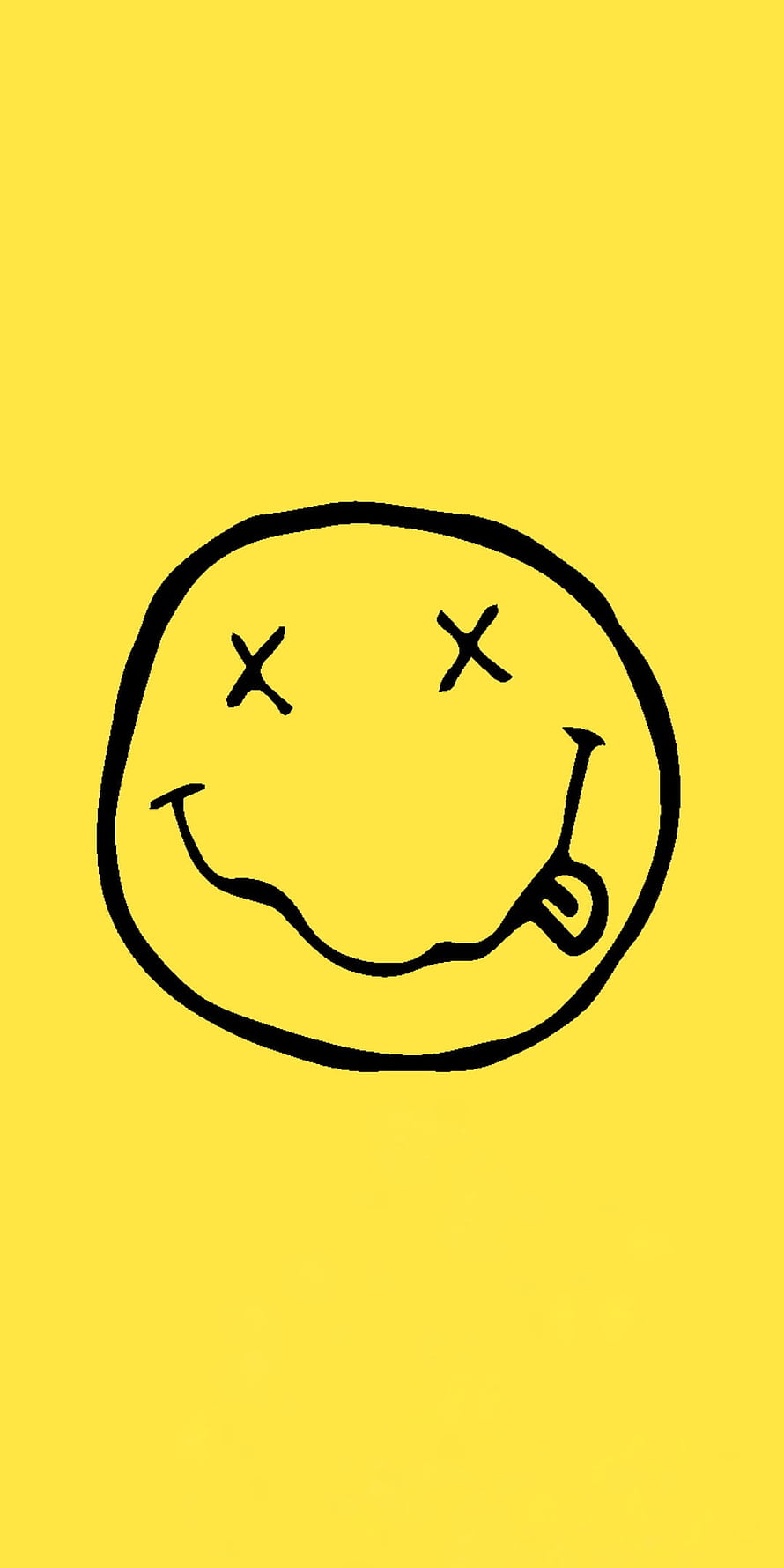 Nirvana Smiley Face with X Eyes and Tongue on Yellow Background HD phone wallpaper
