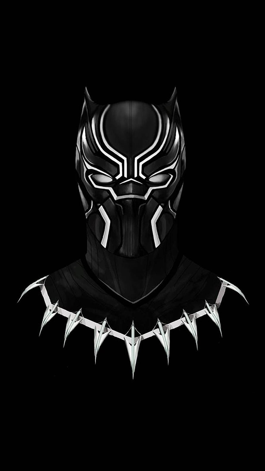 Black Panther Minimalist Mask and Claw Necklace on Black Background HD phone wallpaper