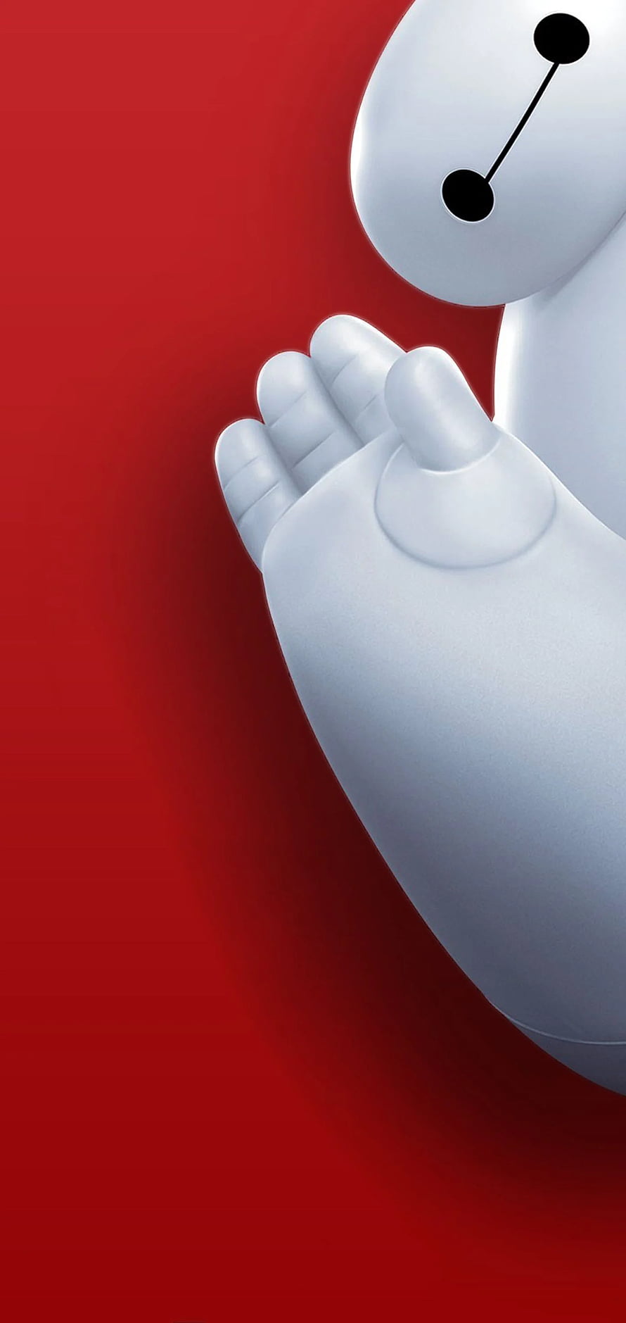 Baymax from Big Hero 6 in a Gentle Praying Pose Against a Vibrant Red Background HD phone wallpaper