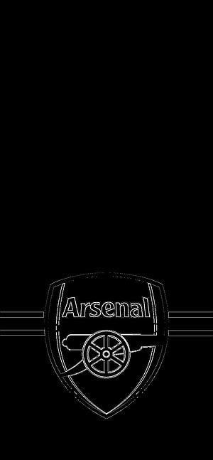 Minimalist Arsenal FC Crest Line Art on Black Background HD phone wallpaper