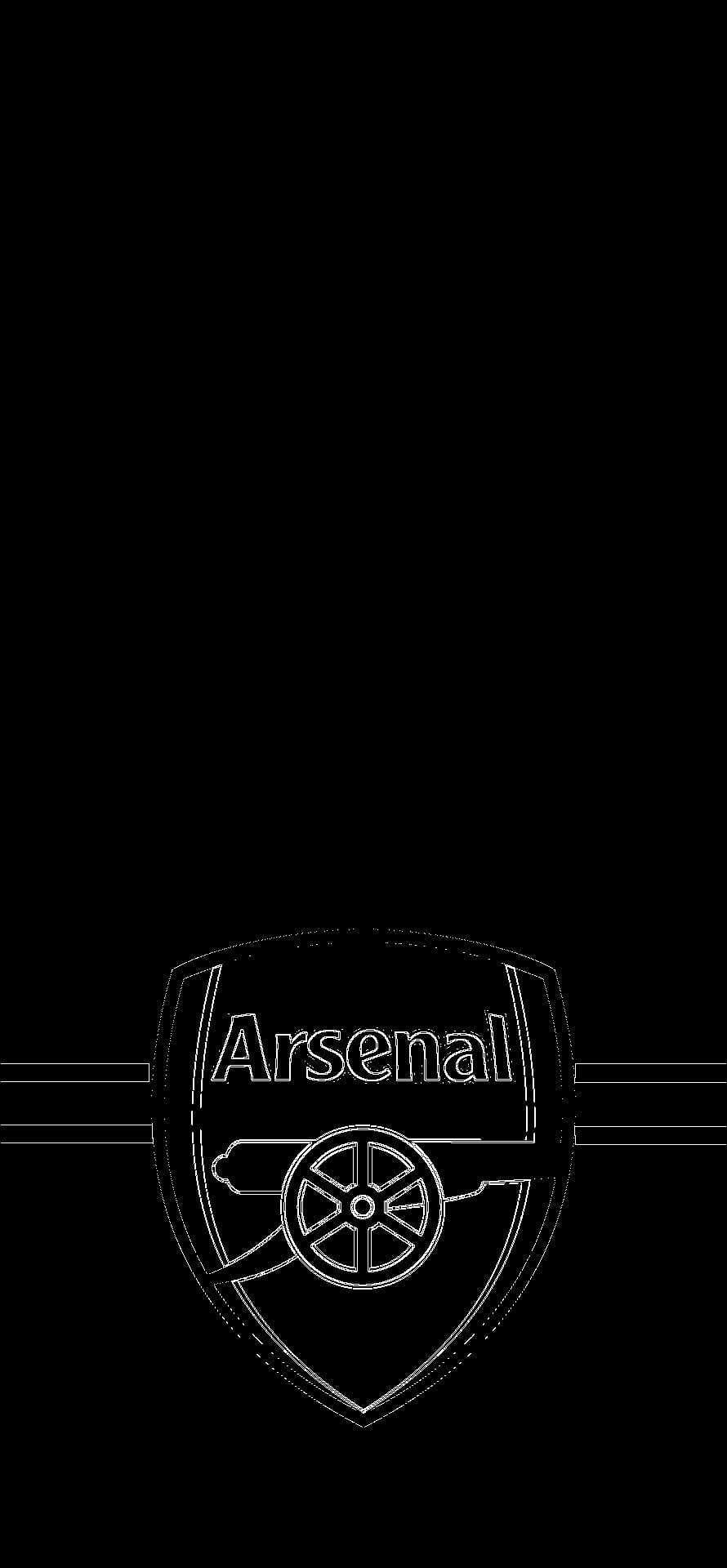 Minimalist Arsenal FC Crest Line Art on Black Background HD phone wallpaper