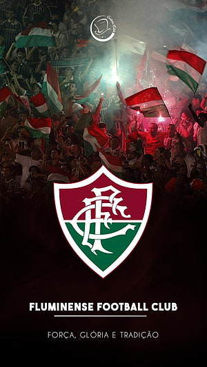 Fluminense Football Club Crest with Passionate Fans Waving Flags in Stadium HD phone wallpaper