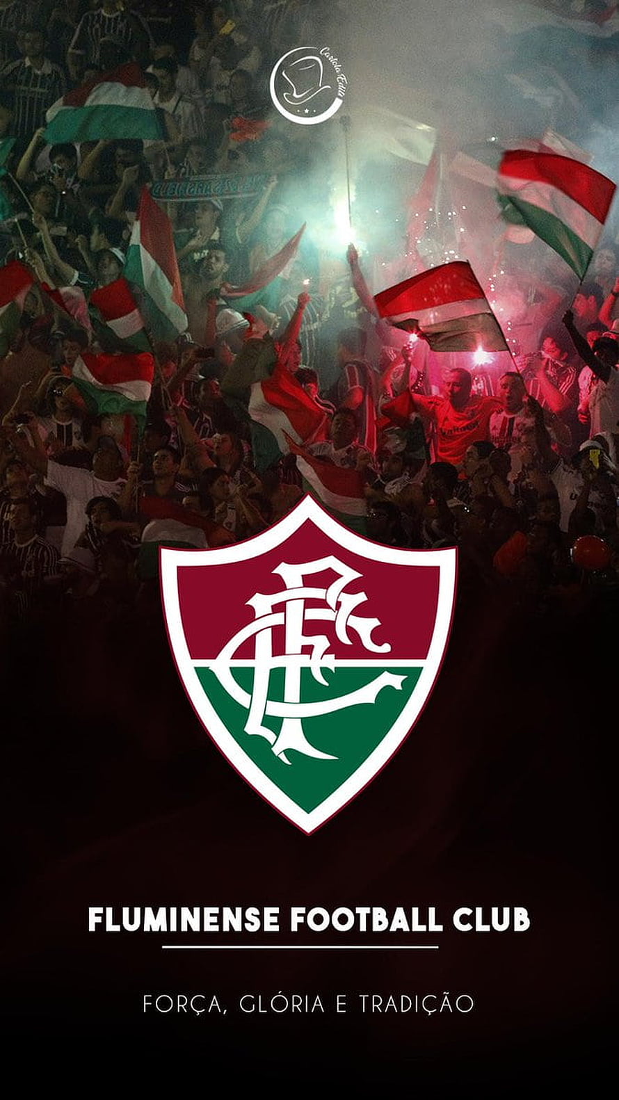 Fluminense Football Club Crest with Passionate Fans Waving Flags in Stadium HD phone wallpaper