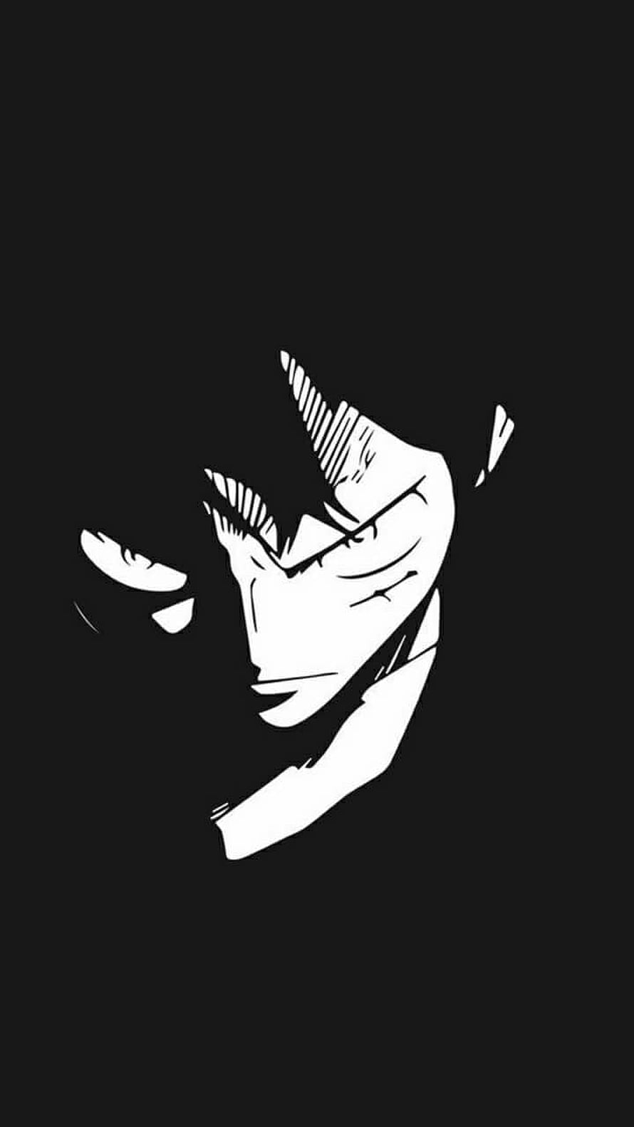 Luffy Black and White Manga Style Portrait on Dark Background HD phone wallpaper