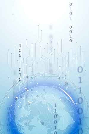 Futuristic Global Network Technology Vector with Binary Code and Circuit Traces HD phone wallpaper