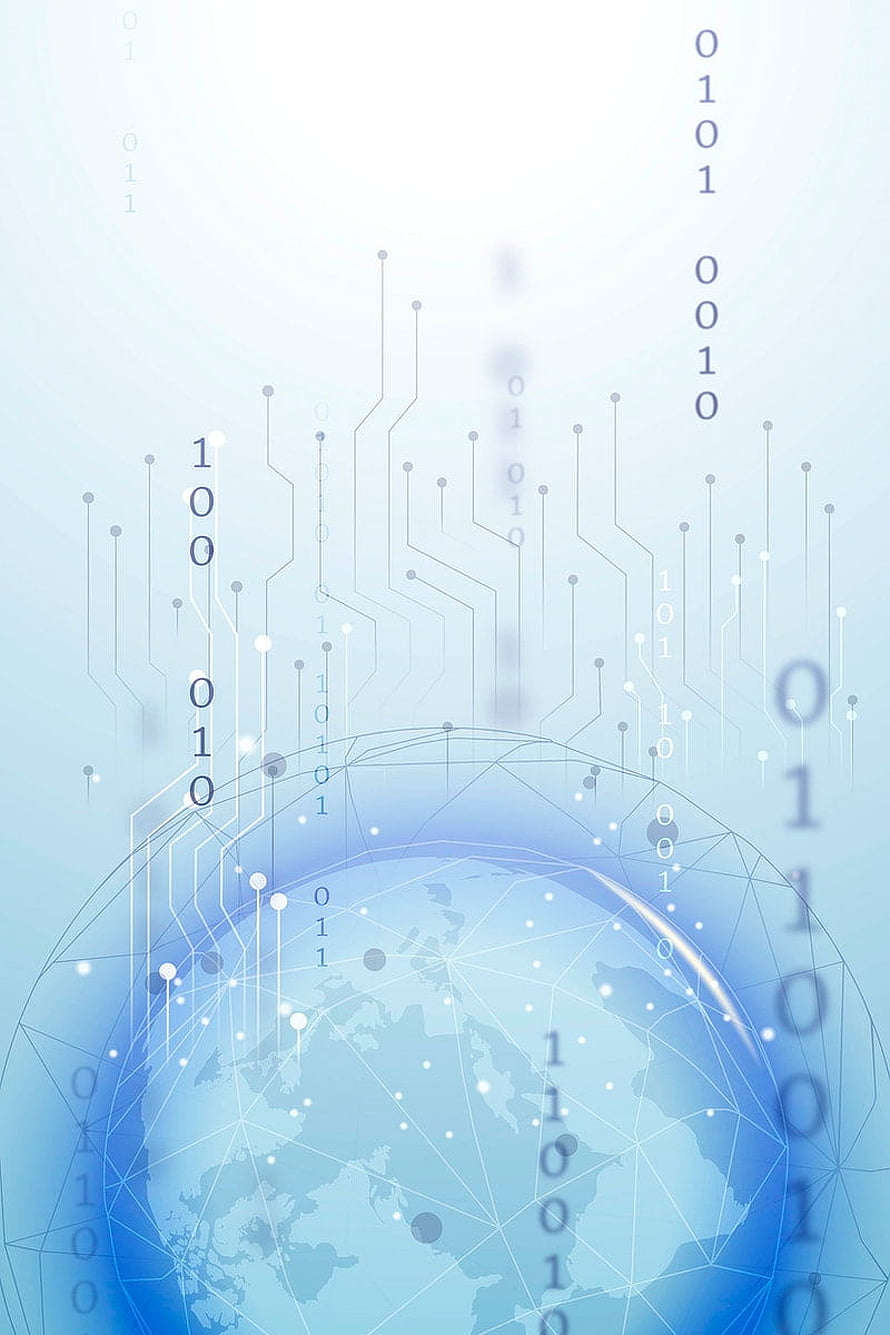 Futuristic Global Network Technology Vector with Binary Code and Circuit Traces HD phone wallpaper