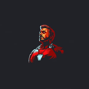 Stylized Iron Man Portrait in Red and Blue Armor on Dark Background, Iron man, 2020, fan art, dark HD phone wallpaper