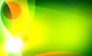 Vibrant Green and Yellow Abstract Background with Geometric Circles and Light Rays HD wallpaper