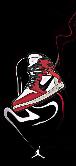 Air Jordan 1 High OG Chicago Colorway Sneaker Illustration on Black Background HD phone wallpaper