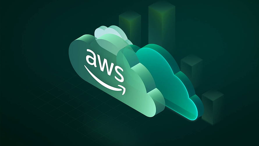 Amazon Web Services Cloud Computing Logo on Dark Teal Background HD wallpaper