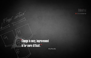 ThinkPad 20 Years of Innovation with F.A. Porsche Quote on Dark Chalkboard Background HD wallpaper
