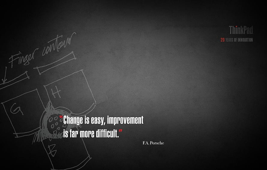 ThinkPad 20 Years of Innovation with F.A. Porsche Quote on Dark Chalkboard Background HD wallpaper