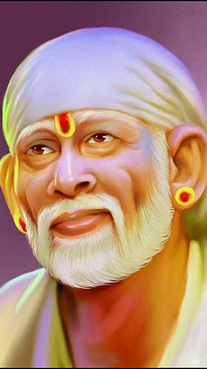 Sai Baba Portrait with White Turban and Sacred Mark HD phone wallpaper