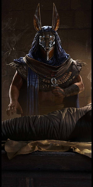Anubis Egyptian God of the Dead with Jackal Mask and Mummified Body HD phone wallpaper