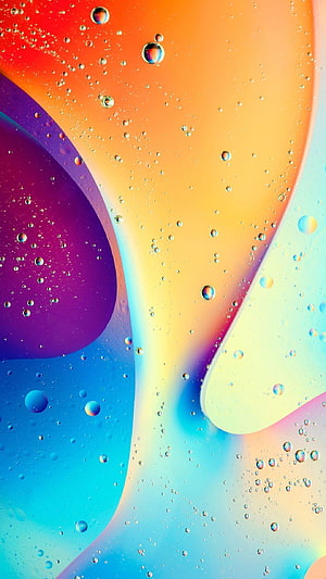 Vibrant Oil and Water Bubble Macro Photography with Rainbow Hues HD phone wallpaper