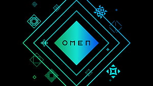 HP Omen Gaming Logo with Neon Geometric Diamond Pattern on Black Background HD wallpaper