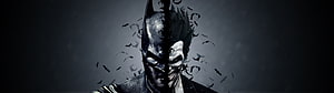 Batman and Joker Split Face Concept Art with Flying Bats HD wallpaper