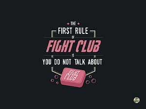 Fight Club First Rule Typography Poster with Pink Bar of Soap on Dark Background HD wallpaper