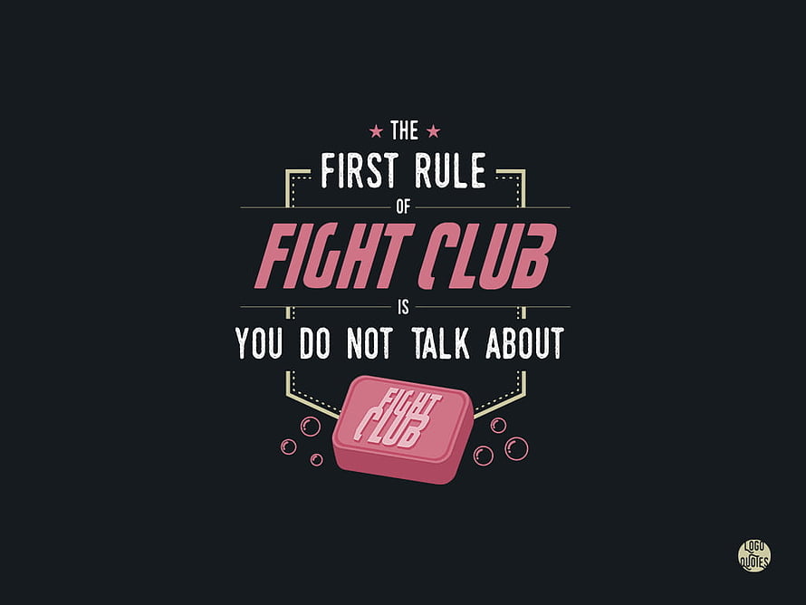 Fight Club First Rule Typography Poster with Pink Bar of Soap on Dark Background HD wallpaper