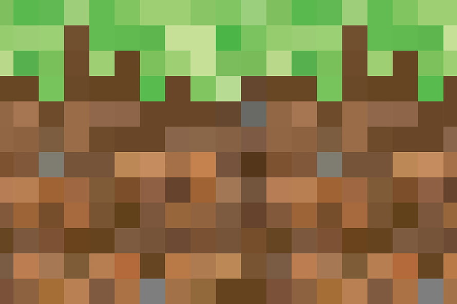 Minecraft Grass Block Texture with Pixelated Dirt and Green Foliage HD wallpaper