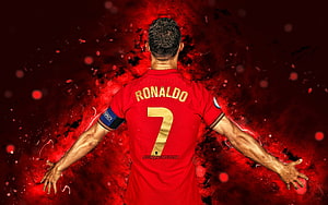 Cristiano Ronaldo Portugal National Team Red Jersey Back View Dramatic Red Smoke Background HD wallpaper