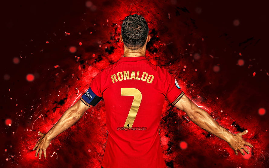 Cristiano Ronaldo Portugal National Team Red Jersey Back View Dramatic Red Smoke Background HD wallpaper