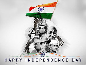 India Independence Day Tribute Featuring National Leaders and Tricolor Flag HD wallpaper