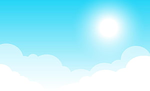 Cute Cartoon Blue Sky with Fluffy Clouds and Bright Sun Vector Illustration HD wallpaper