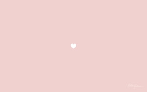 Minimalist Pastel Pink Background with Small White Heart Icon HD wallpaper