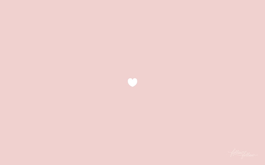 Minimalist Pastel Pink Background with Small White Heart Icon HD wallpaper