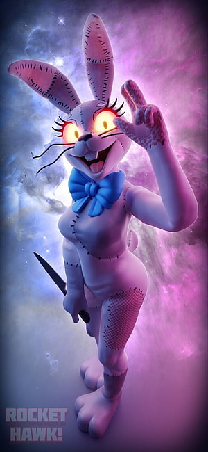 Vanny from Five Nights at Freddy's Security Breaches with glowing eyes and knife HD phone wallpaper