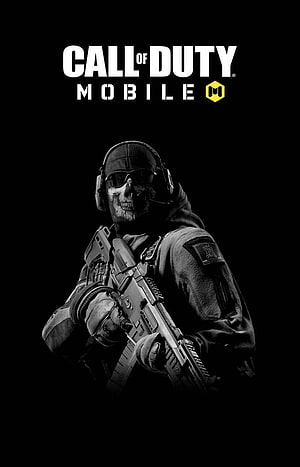 Call of Duty Mobile Ghost Soldier with Tactical Rifle and Skull Mask on Black Background HD phone wallpaper