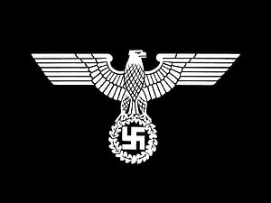 Historical German Imperial Eagle Emblem with Oak Wreath on Black Background, Nazi, German Eagle HD wallpaper