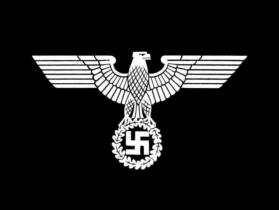 Historical German Imperial Eagle Emblem with Oak Wreath on Black Background, Nazi, German Eagle HD wallpaper