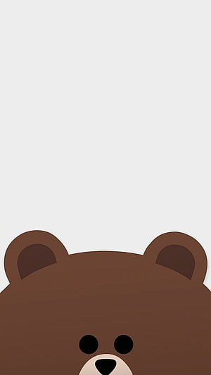 Brown Bear from Line Friends Peeking Up Minimalist Phone Wallpaper HD phone wallpaper