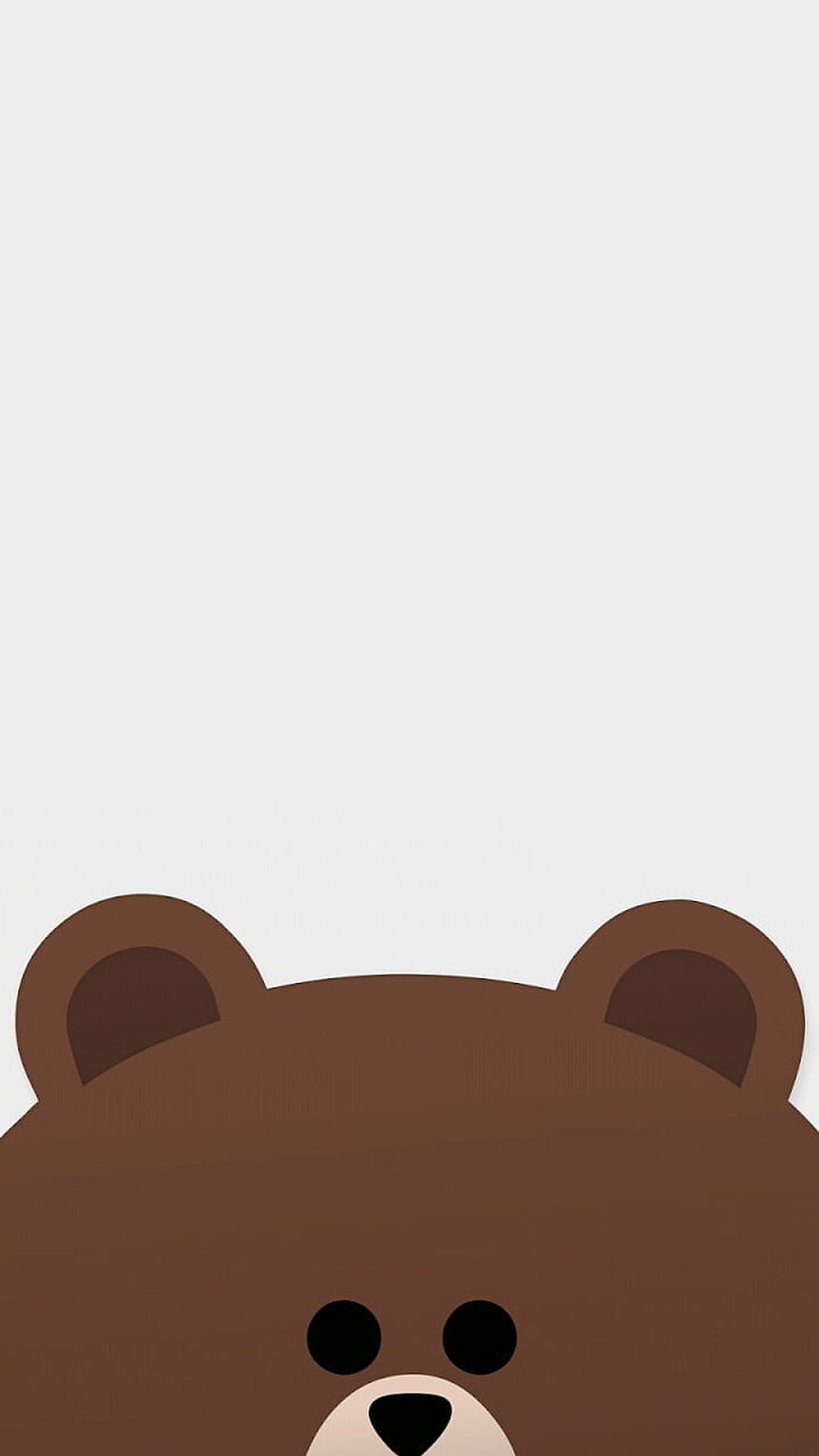 Brown Bear from Line Friends Peeking Up Minimalist Phone Wallpaper HD phone wallpaper