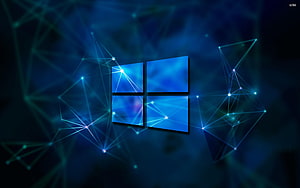 Windows 10 Logo with Glowing Network Connections on Dark Blue Background HD wallpaper