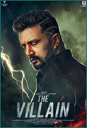 Sudeep in The Villain Movie Poster with Dramatic Lightning Storm HD phone wallpaper